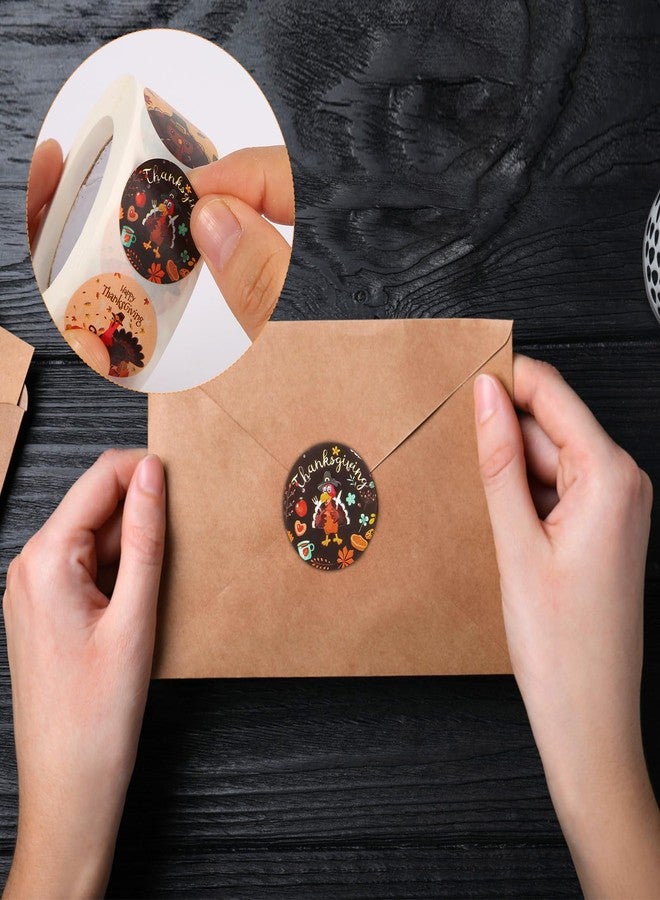 XIHIRCD ملصقات دائرية خريفية من XIHIRCD، 500 قطعة، لإغلاق الأظرف، لوازم حفلات عيد الشكر، زينة عيد شكر سعيد، مقاس متوسط - Image 4